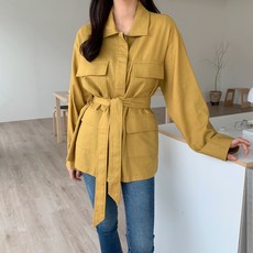 여성용 린넨 포켓 야상 자켓