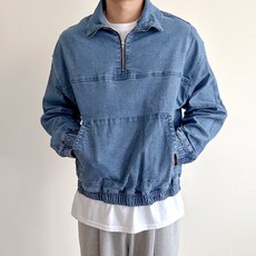 오버핏 빈티지 데님 아노락 하프집업 청자켓