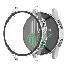 모란카노 갤럭시워치 풀커버 케이스 40mm 2종 세트, 투명, 실버