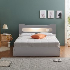 카인 LED 리노 서랍 침대 + 매트리스 방문설치, 화이트 +