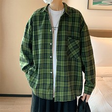 남성용 체크셔츠 촘촘 격자무늬 얇은 재킷 남방