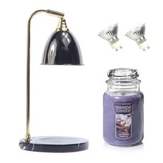  양키캔들 워머 + 캔들 라지자 라벤더바닐라 + 전구 2p 세트, 마블블랙 