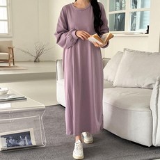 보리맘 무지 긴팔 롱 임산부 원피스 R768