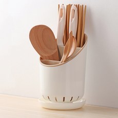 Winprice 筷子餐具瀝水收納筒, 米色, 1個