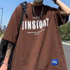 블랙101 남성용 고리트로 캐쥬얼 프린팅 오버핏 반팔티 B234MF00161