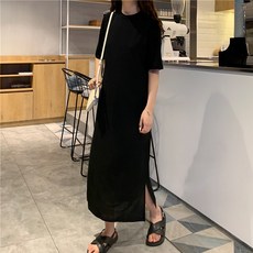 마켓에이 여성용 반팔 기본 캐주얼 원피스
