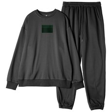  몬티몬 남성용 LUMEN 프린팅 오버핏 맨투맨 + 조거 팬츠 세트 