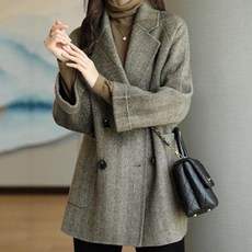 루나걸 여성용 헤리슨 더블 모직 하프 코트