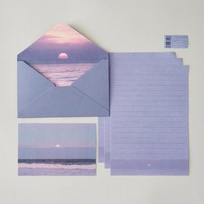 ONUL 포토그래피 편지지 + 엽서 세트, 퍼플선셋, 1세트