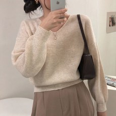 체리체리 여성용 브이넥 니쥬 울 가을 니트