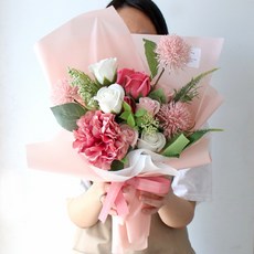 모리앤 카사블랑카 비누꽃 꽃다발 대, 핑크, 1개