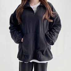 윤베리 여성용 후리스 아노락 오버핏 긴팔 티셔츠