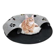 펫츠몬 고양이 숨숨집 터널 방석 하우스 매트 놀이터, 혼합색상, 1개