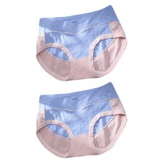 쫀쫀한 V형 베이지톤 배색 산모 속옷 팬티 2P 블루핑크 L