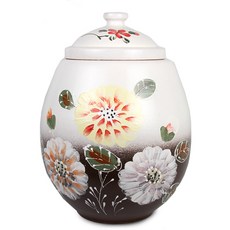 도예마을 흑분청 쌀독 25kg, 투톤목단, 1개
