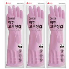 롯데이라이프 착한 고무장갑 대, 핑크, 3개