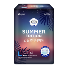 좋은느낌 썸머 입는오버나이트 생리대 L, 오버나이트 이상, 4개입, 1팩
