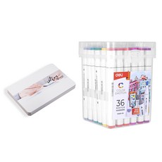deLi 一套 36 支書法筆 + 明信片白色 50p, 1套