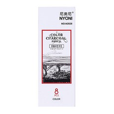 nyoni 8 支藝術彩色素描速寫壓縮炭筆, 1套, 白色的