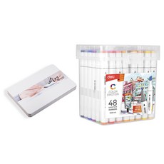 deLi 一套 48 支書法筆 + 明信片白色 50p, 1套