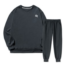  코지레이먼트 남성용 CR 스몰로고 기모 맨투맨 조거트레이닝 세트 