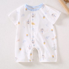 STARDOOR 幼兒款配色圓領全鈕扣純棉短袖連身衣