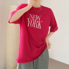 패션풀 여성용 티베 뉴욕 오버핏 반팔 티셔츠 28002
