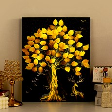 아트조이 DIY LED 캔버스형 보석십자수 40 x 50 cm, 황금 재물 나무, 1개
