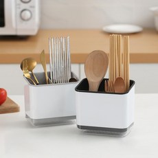 네이처타임즈 모던 이중수납 수저통, 그레이, 블랙, 1세트