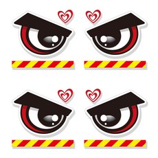 제제데코 차량용 왕눈이 졸음운전 리플렉터 안전 반사 스티커 12~13cm 2종 x 2p 세트 B006 + 자석 스티커, 랜덤발송(자석 스티커), 1세트