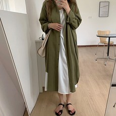 패션나비 임산부 롱 셔츠 원피스 가디건