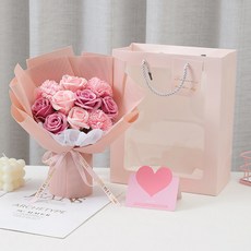 앙플랜트 비누꽃 로맨틱 꽃다발 + 쇼핑백 세트