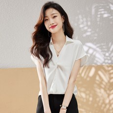 루나걸 여성용 델리 꼬임 카라 반팔 셔츠