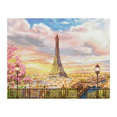 아이러브페인팅 DIY 보석십자수 캔버스형 풍경 40 x 50 cm, 에펠탑의 로망, 1개