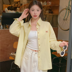 피어니스트 여성용 폴로카라 기본 심플 긴팔 셔츠
