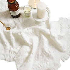 사자사요 북유럽풍 태슬 패브릭 돗자리 HR3205, 화이트