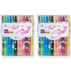 YOUNGART 女孩款旋轉彩色鉛筆 12色 2入組, 2個, 12種