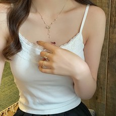 Elsso 女款蕾絲蝴蝶結羅紋胸墊背心T恤