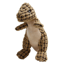행복한댕냥이 강아지 저소음 삑삑이 공룡 인형, 1개, 카키브라운