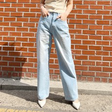 여성용 디아미뇽 벤토 워싱 와이드 데님 팬츠