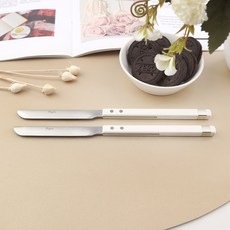 Bogen 方形Solne餐具甜點刀, 白色, 2個