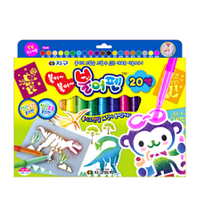 JIGU 吹畫筆 20色, 可用吹的上色, 可當作簽字筆, 20種顏色的組合, 1盒