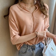모네타 여성용 뉴라인 쉬폰 브이넥 블라우스