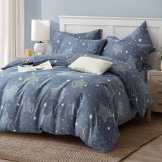 J-bedtime 床寢時光 台灣製絲柔棉雙人被套 雙人尺寸 滿天星夜圖案, D(210 x 180cm), 滿天星夜