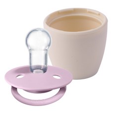 BIBS 디럭스 실리콘 쪽쪽이 + 아이벨류 실리콘 화분캡 세트, 0~36개월, 더스키라일락(쪽쪽이), 아이보리(화분캡)