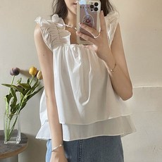 앤드스타일 여성용 윙프릴셔링 나시 블라우스 262338