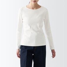 무인양품 여성용 MUJI 스트레치 리브 크루넥 긴소매 티셔츠 BB2OVA3A