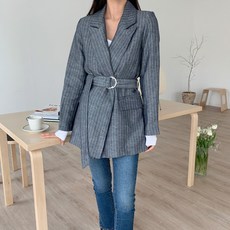 라이블리 여성용 린넨 벨트 루즈핏 자켓