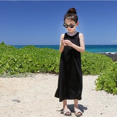 Uvely 女童純棉基本款無袖長連衣裙 Duria