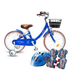 삼천리자전거 아동용 자전거 18 UNIKIDS AL 미조립 + 또봇 헬멧 + 보호대 세트, 블루, 121cm